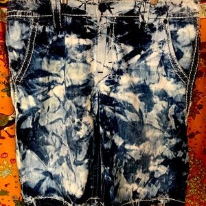 Rock revival mens indigo tie dye Jean shorts
